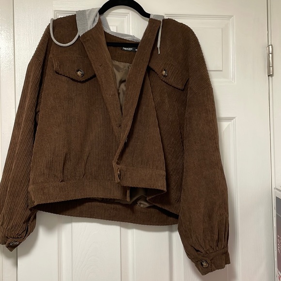 Brown and gray hooded jacket - Picture 2 of 3